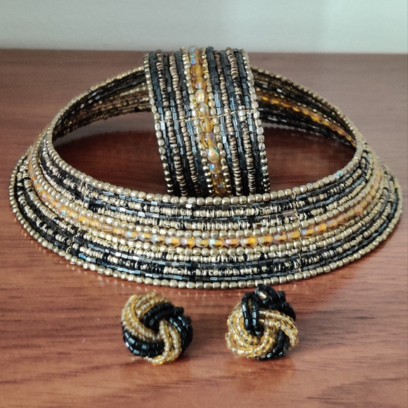 Cleopatra style glass seed beads jewelry set - Picture 6 of 15